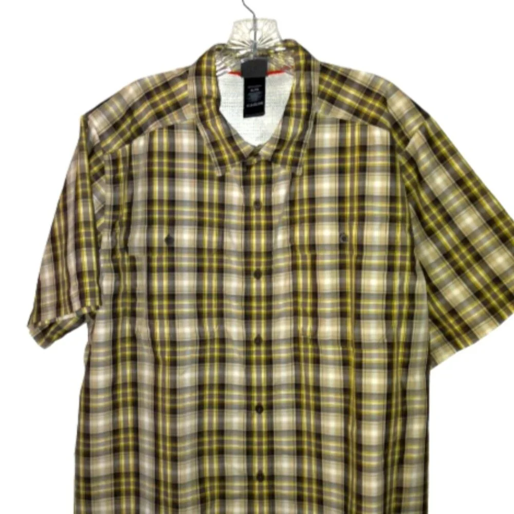 The North Face Men's Plaid Button Up Shirt XL Short Sleeve 2 Pocket Outdoor EUC